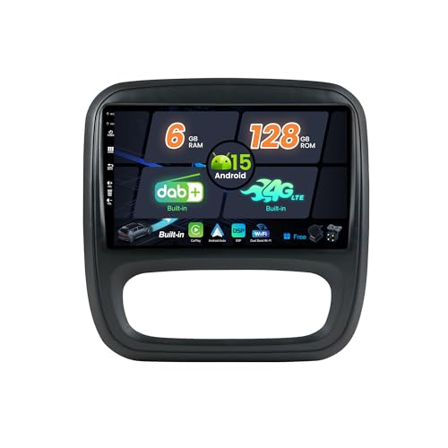 SXAUTO『Built-in 4G LTE/Dab』Android 15-6G+128G Autoradio pour Renault trafic 3 / Opel Vivaro B (2014-2021) - Carplay/Android Auto/DSP - Caméra + MIC - QLED...