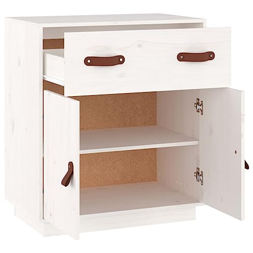 Aparador blanco y bufés de madera maciza de pino para almacenamiento 6