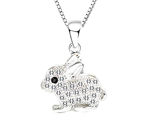 findout collier en argent sterling pendentif diamant lapin (de f1421)