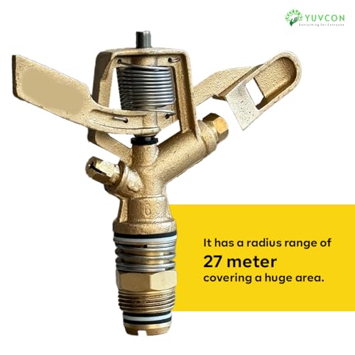 Image of YUVCON Brass Sprinkler, Water Sprinkler for Gardening, Agriculture & Irrigation, 360 Degree Rotation, 3 /4 inch, 20 feet Radius Range, Heavy-Duty Metal Sprinkler
