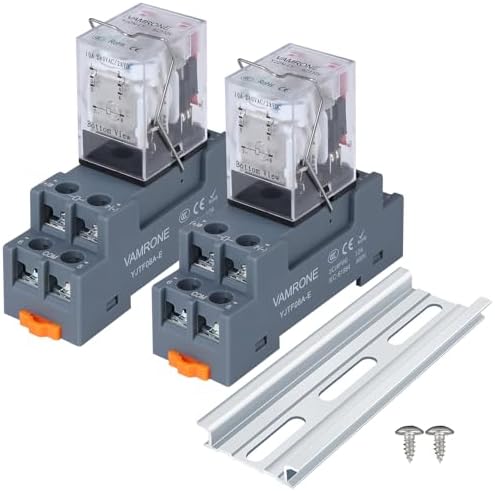 2PCS Electromagnetic Power Relay, 8-Pin 10A 110/120 AC Relay Coil with Socket Base, LED Indicator, DPDT 2NO 2NC - MY2NJ 2PCS [Applicable for DIN Rail System]
