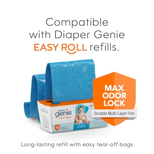 Image of Diaper Genie Signature Gift Set | Includes Easy Roll Refill with 48 Bags | Holds Up to 2256 Newborn Diapers, Plastic