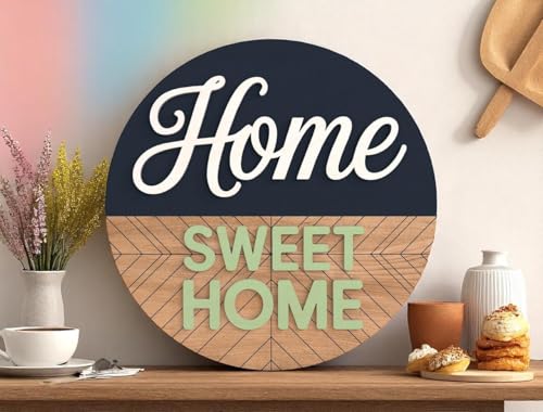 Image of MDF Wooden Name Plate Outdoor 30x30 cm - Personalized House Name Board