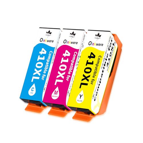 OINKWERE Cartuchos de tinta remanufacturados de repuesto para Epson 410XL 410 XL compatibles con tinta de impresora Expression XP-830 XP-640 XP-630 XP-635 XP-530 XP-7100 (paquete de 3, C/M/Y)