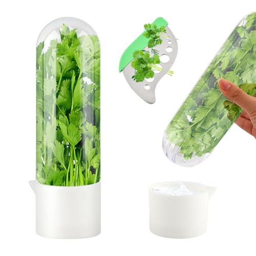 Cramelith Herb Keeper for Refrigerator + Herb Stripper - Cilantro