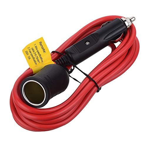 RASTKY Heavy Duty 12V/24V Car Cigarette Lighter Socket Extension Cord for Vehicle Power Extension Cord, 16AWG Wire Gauge, Plug and Play, Red