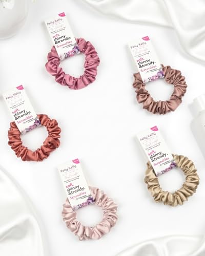 Image of Luxury Satin Scrunchies Set for Women, Girls | Anti-Hair-Breakage Hair Ties for Ponytails & Buns | Small Size | Pack of 5