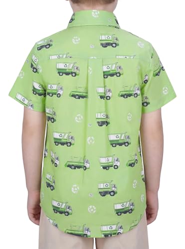 Image of Boys Hawaiian Button Down Shirt, Pure Combed Cotton Short Sleeve Size 3-15Y