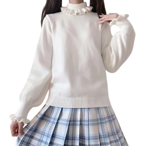 Turtleneck Sweater Cute Ribbed Ruffle Dressy Casual Cozy Sweaters Juniors Soft Cozy Long Sleeve Tops for Teen Girls