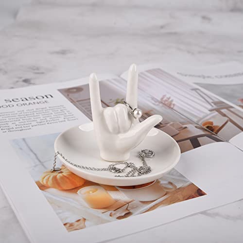 Piudee Hand Ring Holder Dish Jewelry Holder, I LOVE YOU Hand Ring Stand Engagement Wedding Ring Holder, Anniversary Wedding Valentine's Day Gifts for Her Him Husband Wife Girlfriend Bride Gift