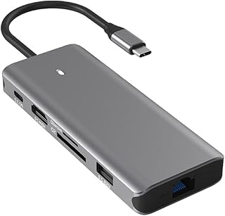 Peiiwdc TypeC Dock USB Adapter Hub TypeC Rj45 Reader Docking Station 10-Port for Laptop Keyboards 10-in-1 TypeC Docking Station PD100W USB HUB 5xUSB Rj45 1000M