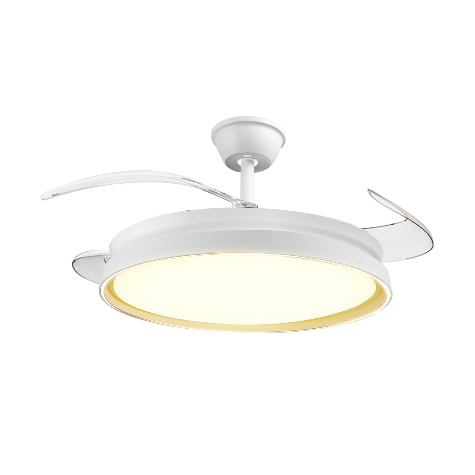 Ceiling Fan with LED Light 70 W, Bluetooth and Controller, Ø42, 6 Speeds, Retractable Blades, 3 Light Temperatures, Summer-Winter Mode, 6600 LM, Modern Minimalist White for Living Room, Bedroom