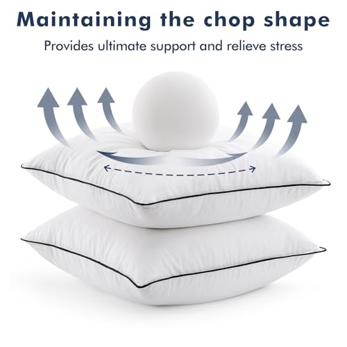 Image of MIULEE Goose Feather Down 28x28 Euro Pillow Insert Set of 2 with 100% Down-Proof Cotton Cover, Soft Fluffy Decorative Pillow for Sofa Bed Couch Living Room White