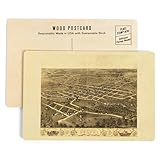 Delphi, Indiana, Panoramic Map (4x6 Birch Wood Postcards, 2-Pack Stationary, Rustic Home Wall Decor)