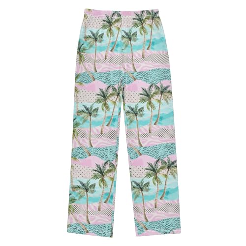 visesunny Boys' Pants Pink Summer Beach Jogger Pants Elastic Waist Long Bottoms Trousers with Pockets