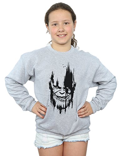 Marvel Girls Avengers Infinity War Thanos Face Sweatshirt Sport Grey 9-11 Years