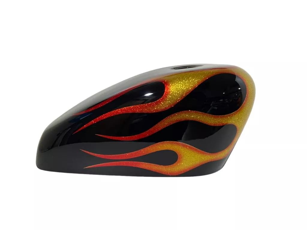 Motorcycle Gas Tank Cover Bright Flames Simonkustom, Choose Your Bike Model! (Glossy, Softail FXBB Streetbob 18/23)