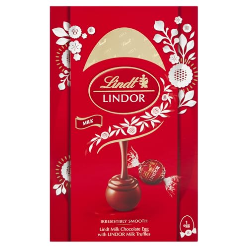 Lindt LINDOR Milk Easter Egg Gift, 260g - Perfect for Easter gifting - containing LINDOR truffles with a smooth melting filling and a Lindt egg