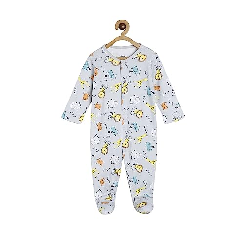 Image of miniklub Baby Front Open Long Sleeve Full Length Knitted Cotton Sleep Suit (Yellow Color)