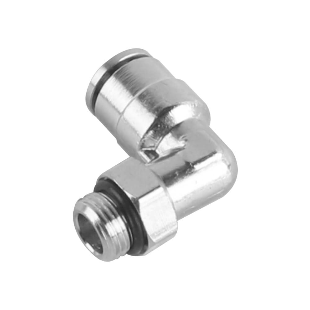 5 Pezzi Tubo 6 mm od x 1/8" Bsp Filettatura Maschio con O-Ring Gomito Ottone nichelato Push to Connect Raccordo Pneumatico Push Lock
