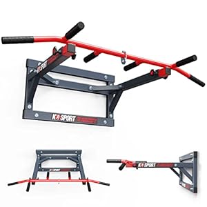 K-Sport: Barra per trazioni X-MAX per montaggio a parete I Stazione multifunzione con barra per trazioni e 3 manici I Torre per trazioni per l&rsquo;allenamento muscolare I Pull-up mate I E-Book incluso