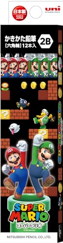 Lápices de grafito 2B Mitsubishi Super Mario caja papel 12 pcs miniatura 1