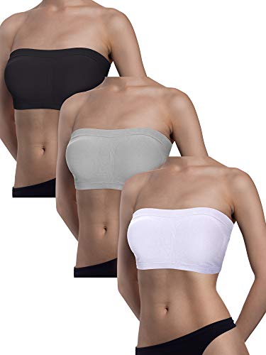 Satinior 4 Pieces Women Seamless Bandeau Bra Strapless Bralette Padded Tube Top Bra #TOP4