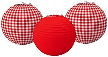Amscan Picnic Party Paper Lanterns, 9 1/2", 3 Pcs , Red