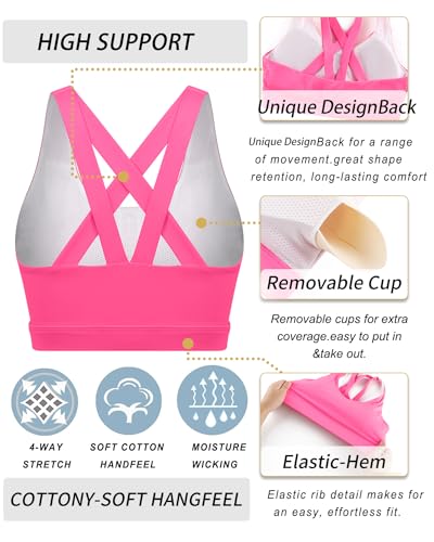 Image of RUNNING GIRL Sports Bras for Women,Padded Strappy Sports Bras Criss-Cross Back Medium Support Sports Bras with Removable Cups