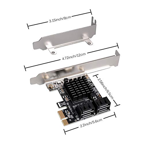 Sata Card 4 Port With 4 Sata Cables, 6 Gbps Sata 3.0 Controller Pci Express Expression Card With Low Profile Bracket Support 4 Sata 3.0 Devices #TOP1