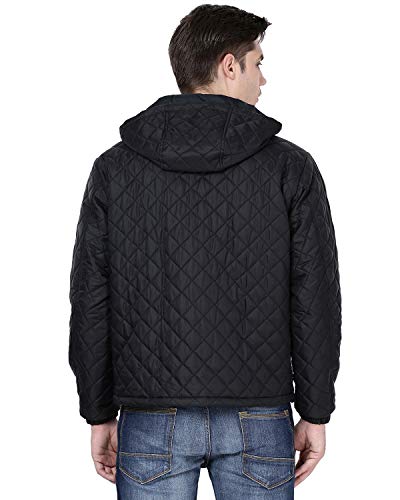 Image of Plutus Mens Solid Hooded Bomber Jacket