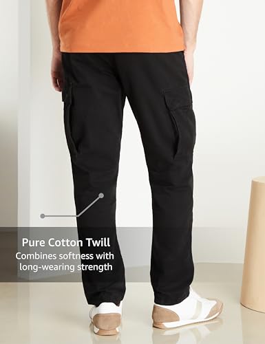 Image of Symbol Premium Men's Regular Fit Washed Cargo Pants (Pure Cotton | Relaxed Fit)