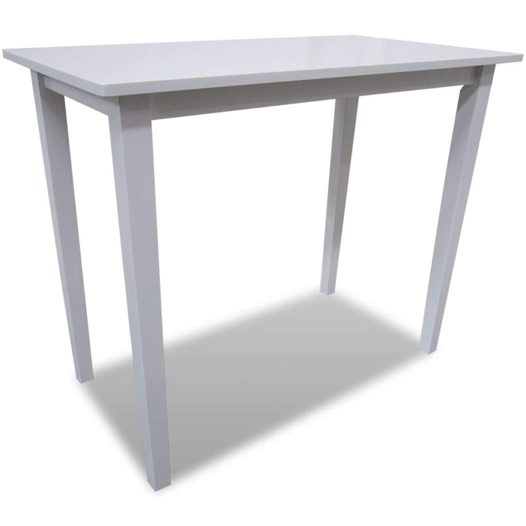 Mesa de bar de madera blanca 110x60x90.8cm alta estrecha para cocina y comedor de madera de caucho