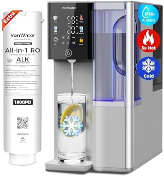 Hot and Cold Countertop Reverse Osmosis Water Filter System with 2 Filters1 Standard RO + 1 Remineralization pH+ ROfor Up to 4 Years of Life, 8-Stage Filtration, NSF/ANSI 372,42,58 - Bundle
