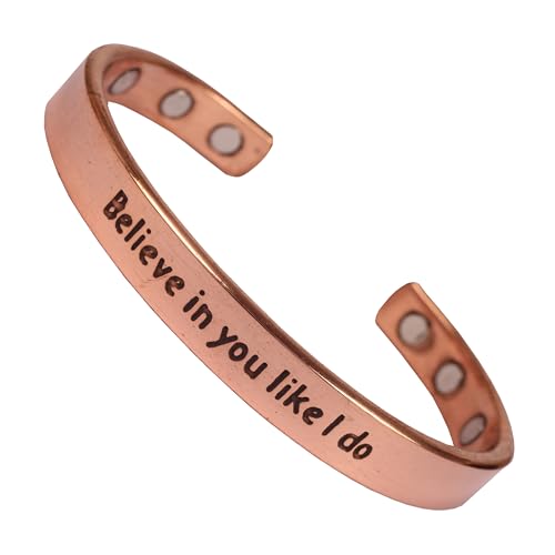 Image of Touchstone Inspirational Copper Engraved Magnetic Bracelets for Women-Personalized Jewelry Gifts for Best Friend /Mom /Daughter /Sister- Bracelet in a Pretty Gift Box Believe in You Like I Do