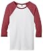 Juniors 50/50 3/4-Sleeve Raglan Tee - Heathered Deep Red/White - Large