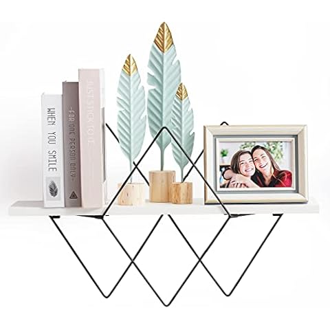 Titanape Wall Shelf Hanging Shelf Wood White Wall Shelves Floating Shelf 60 x 15 x 35 cm Shelf Wall for Kitchen Bathroom Bedroom Living Room Children's Room Cover