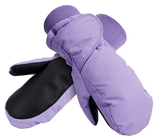 SimpliKids Kids Mittens Winter Insulation Waterproof Girls Ski Mittens,Toddler,Lavender