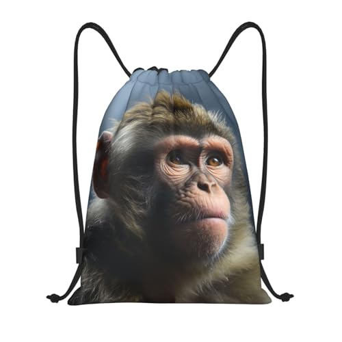 Drawstring Backpack Monkey Drawstring Bag Sports String Bag Gym Sackpack for Women Men