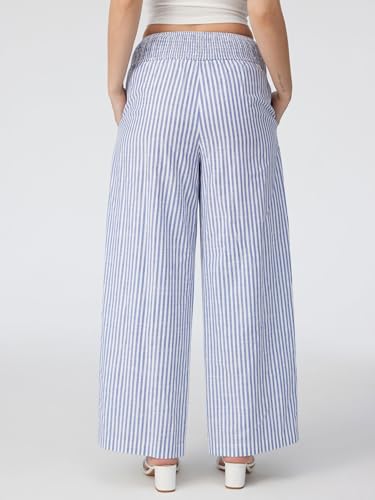 Image of CIDER Palazzo Pants for Women Wide Leg Flowy Pants with Pockets Elastic Mid Waist Summer Beach Vacation Outfits Lightweight