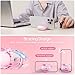 Skyconser with Safety Lock for Apple AirPods 4 Case 2024,Clear Cases with Phone Stand & Cleaning Kit,Soft TPU Cover for AirPods 4th Generation Case,Cute Bling Keychain for Women Girls-Clear Pink