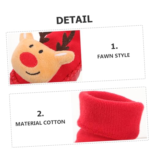 ABOOFAN 1 Pair Christmas Baby Socks Shoe Anti-skid Santa Toddler Slipper Socks Soft Warm Winter Floor Socks Christmas Gift for Infant Newborn(12-24Months)3
