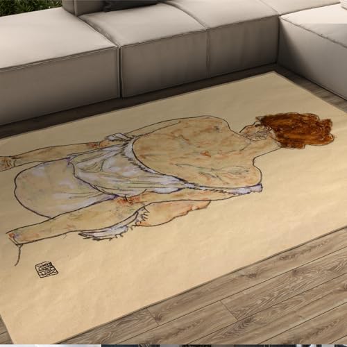 Tapis Egon Schiele femme en slip vue arrière tapis d'art lavable haut de gamme - 2