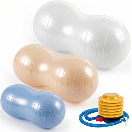 Image of Jexine Peanut Ball for Kids Therapy Anti-Burst Exercise Yoga Ball with Pump for Pregnancy Birth Exercise Physical Therapy, for Child Training