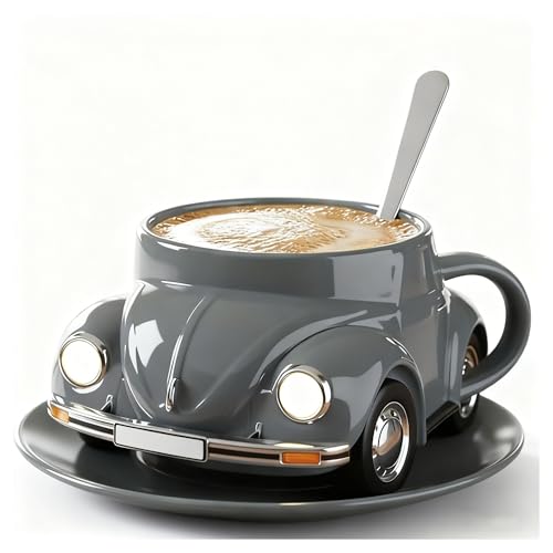 mnopx Tazza da tè a forma di auto unica, tazza da caffè a forma di auto da 350 ml. Tazza a forma di Maggiolino, regali per Natale e San Valentino, regali per innamorati.