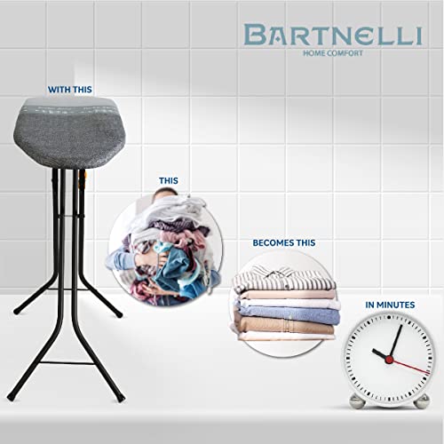 Bartnelli Pulse Ironing Board With New Patent Technology | Made In Europe With Patent Fast-Glide Turbo & Park Zone, With Smart Hanger, 4 Layer Cover Pad | 4 Premium Steel Legs (Size 43X13) #TOP6