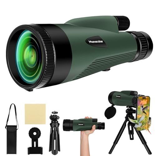 Monocular Telescope 60X80 Monocular Telescope Adults with Smartphone Holder Stretchable Tripod Waterproof Zoom Monocular Telescope