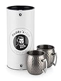 🍹 GESCHENKBOX: Das perfekte Geburtstagsgeschenk für Familie & Freunde, ein tolles Hochzeits-, Weihnachts- oder Einweihungsgeschenk. Zwei Buddy’s Bar Moscow Mule Becher werden in einer schönen, wiederverschließbaren Geschenkverpackung geliefert und müssen nicht zusätzlich verpackt werden. Hinweis: Die Becher sind weder für die Spülmaschine noch für die Mikrowelle geeignet! 