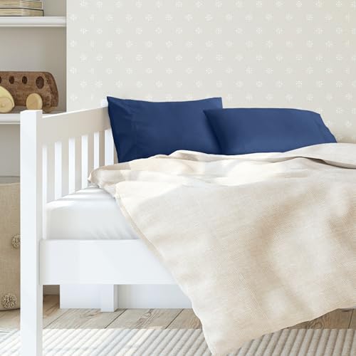 Image of Bare Home Microfiber Pillow Cases - Toddler Size Set of 2 Cooling Pillowcases Double Brushed Dark Blue Pack Easy Care (Toddler Pillowcase 2, Dark Blue)