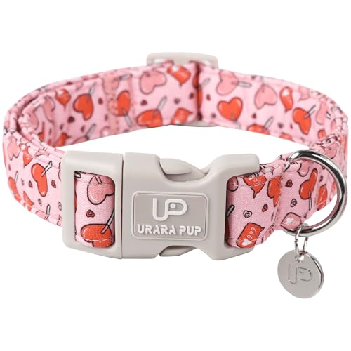 Image of Valentine's Day Dog Collar, Pink Heart Dog Collar with Quick Release, Valentine's Day Gift Pet Collar for Puppy Girl Boy Dog, Wedding Dog Collar